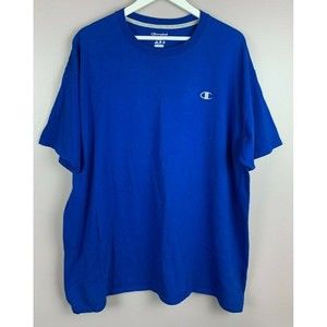 Champion Logo T-Shirt Men 2XL Royal Blue XXL Solid Tee Shirt Short Sleeves 2X